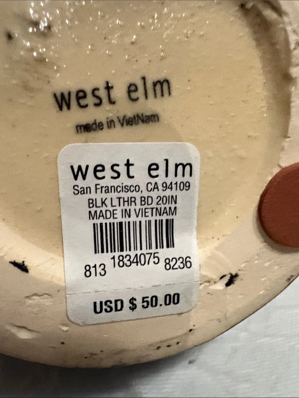 West Elm 20 inch Black Vase NWT
